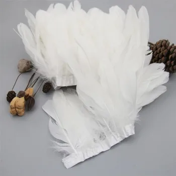 1 ярд Естествен гъши пера, декоративни ресни 15-20 см, бели лебединые пера за бродерия, сватбена рокля, Облекла, Аксесоари за шиене