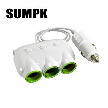 SUMPK 5V3.1A Универсално зарядно за кола с 3 гнезда, Адаптер за Запалката, Двойно USB Универсално зарядно за Кола за iPhone за Samsung