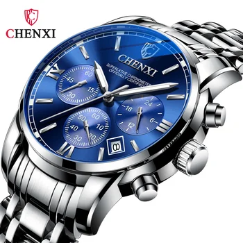 Chenxi 911 Абсолютно нови спортни мъжки водоустойчив светещи кварцов часовник с студенческим стоманена каишка