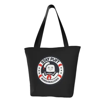 Staypuft Marshmallows Продуктова чанта-тоут за пазаруване Сладки Ловци на духове, холщовые чанти за пазаруване през рамо, Чанти голям капацитет