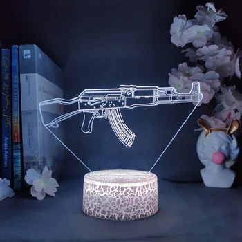3D Пушка с промяна на цвета, RGB Нощни лампи, led украса за геймъри, Нощни лампи, декорация за игри стая CS, готин подарък За Рожден Ден за момчета