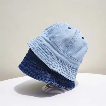 Лятна Нова детска шапка, однотонная мек памучен Ковбойская шапка за Момичета и момчета, градинска и Плажна Панама, шапка от Слънцето, шапки