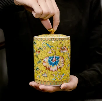 Китайски емайл керамичен чайник Голям Запечатан Резервоар За Съхранение на Домакински Сушени плодове Резервоар за Съхранение на Кухненски Аксесоари