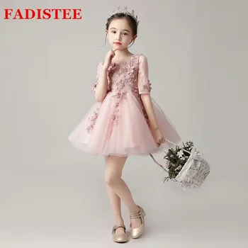 детски рокли Flower Girl Dresses Tulle Дантела Half Sleeves Short Dress рокля за момиченца Wedding Party Dress