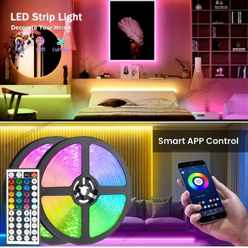 SMD5050 RGB Led Светлини за Украса на стаята Bluetooth Led Лента С подсветката на телевизора Управление на светодиодни 1-5 м 10 м 15 м 20 м и 30 м Неонови светлини