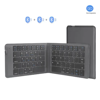 Сгъваема клавиатура, безжична клавиатура Bluetooth 5.1 за iPad, таблет, телефон, преносима сгъваема акумулаторна клавиатура
