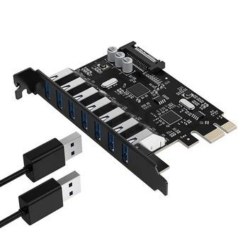 ORICO USB3.0 PCI Express Адаптер с 7 USB3 порта.0 Карта за разширение PCI-E Карта за разширяване на