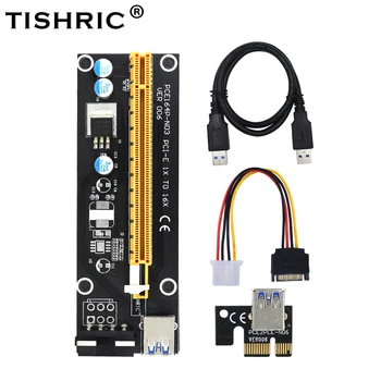 TISHRIC VER006 PCI Express Странично Карта за майнинга Sata от 1x до 16x USB3.0 PCI-E Bitcoin Странично Card Удължител за майнинга Миньор