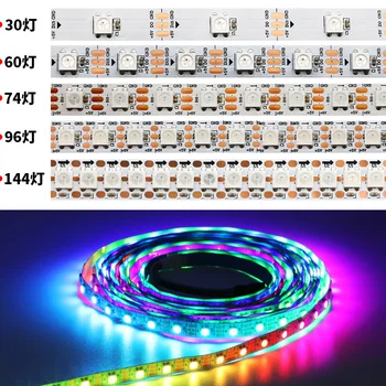 5 В WS2812B led пиксели ивица светлина 1 м/2 м/3 м/4 м./5 м Водоустойчива IP65 IP20 Не Водоустойчива RGB Светлина SMD 5050 30/60/74/96/144 светодиода/m