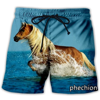phechion/нови модни мъжки/дамски ежедневни панталони с 3D принтом коне и животни, на новост, градинска дрехи, мъжки свободни спортни шорти L19